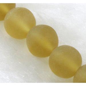 sea glass beads, round, matte, coffee, 10mm dia, 34pcs per st