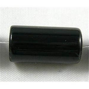 tube Glass Beads, jet, 10x20mm, 17pcs per st