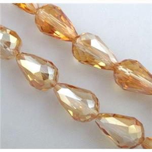 chinese crystal glass bead, faceted drip, 10x15mm