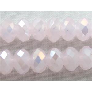 Chinese Crystal Beads, Faceted Rondelle, pink AB color, 10mm dia, 72pcs per st