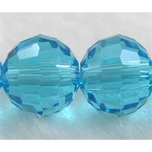 Crystal Glass Beads, 96 faceted round, aqua, 8mm dia