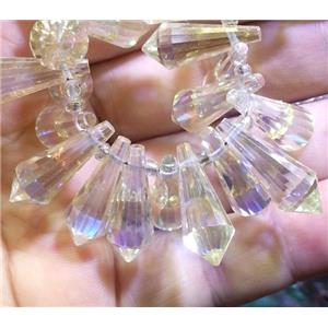 Chinese crystal glass bead, faceted teardrop, approx 8x20mm, 100pcs per st