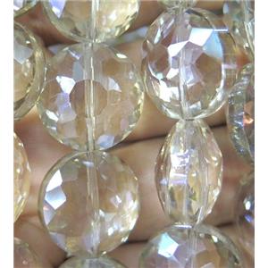 Chinese crystal glass bead, faceted flat round, approx 18mm dia, 18pcs per st