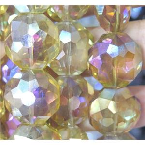 Chinese crystal glass bead, faceted flat round, approx 18mm dia, 18pcs per st