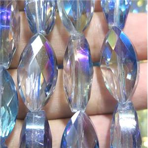 Chinese crystal glass bead, faceted oval, approx 12x25mm, 15pcs per st