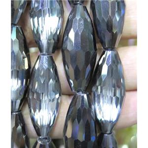 Chinese crystal glass bead, faceted rice, approx 13x32mm, 10pcs per st