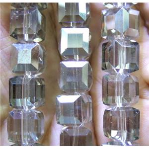 chinese crystal glass bead, faceted cube, approx 10x10mm, 40pcs per st