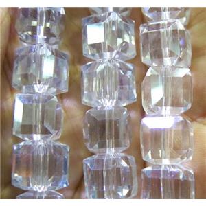 chinese crystal glass bead, faceted cube, approx 10x10mm, 40pcs per st