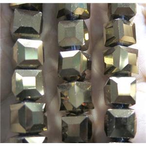 chinese crystal glass bead, faceted cube, approx 10x10mm, 40pcs per st