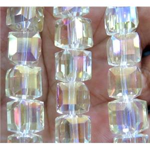 chinese crystal glass bead, faceted cube, approx 10x10mm, 40pcs per st