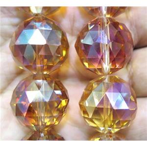 chinese crystal glass bead, faceted round, approx 15mm dia, 15pcs per st