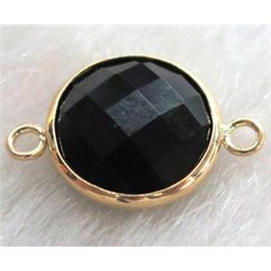 black Chinese crystal glass connector Button, approx 14mm dia