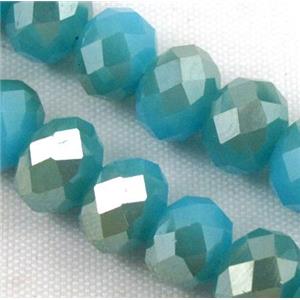 glass crystal bead, faceted wheel, half plated AB color, approx 8mm, 72pcs per st