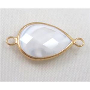 Chinese crystal glass connector, faceted teardrop, approx 13x18mm