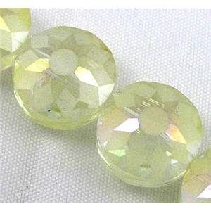 cut glass crystal bead, sun flower, yellow, 18mm dia