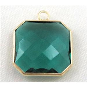 Chinese crystal glass pendant, faceted square, approx 12x12mm