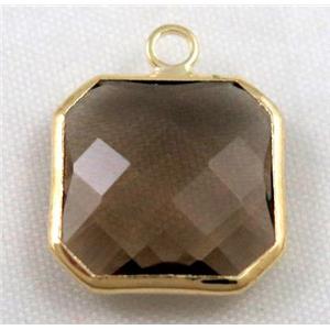 Chinese crystal glass pendant, faceted square, approx 12x12mm