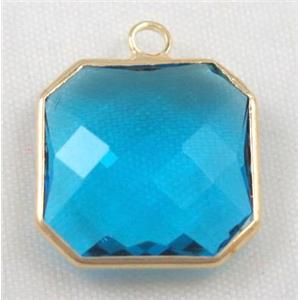 Chinese crystal glass pendant, faceted square, approx 12x12mm