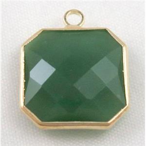 Chinese crystal glass pendant, faceted square, approx 12x12mm