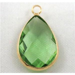 Chinese crystal glass pendant, faceted teardrop, approx 10x14mm