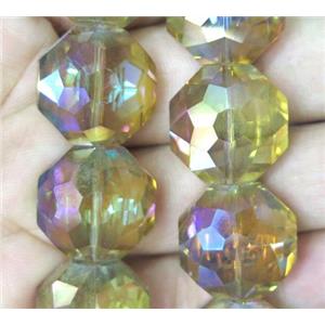 Chinese crystal bead, faceted flat round, approx 18mm dia, 18pcs per st