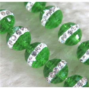 Chinese crystal bead with rhinestone, faceted round, approx 10mm dia, 40pcs per st