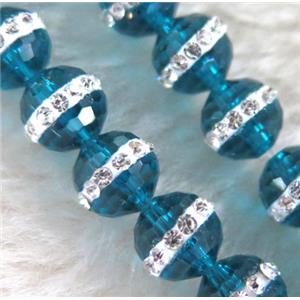 Chinese crystal bead with rhinestone, faceted round, approx 6mm dia, 67pcs per st