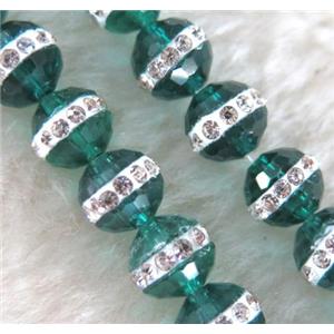 Chinese crystal bead with rhinestone, faceted round, approx 6mm dia, 67pcs per st