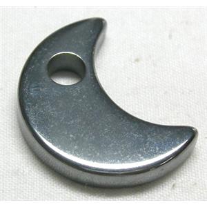 Black Hematite Moony Pendants, 11x24mm