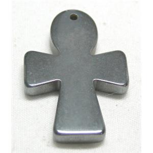 Black Hematite Cross Pendant with hole, 20x30mm