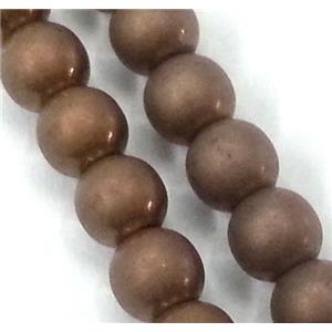 round matte Hematite beads, no-Magnetic, coffee electroplated, approx 4mm dia, 15.5 inches