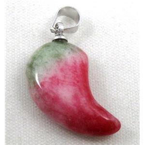 malaysian jade pendant, wolf teeth, approx 12x25mm