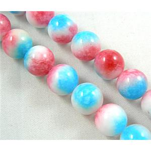 Jade beads, Round, mix color, 8mm dia, 50pcs per st