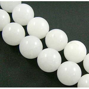 Jade beads, Round, ivory white, 8mm dia, 50pcs per st