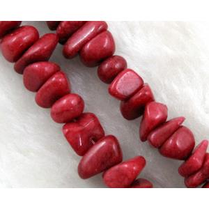 Erose jade bead, Dye chips, stabile, approx 4-12mm, 36 inch length