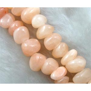 mashan jade bead chip, pink dye, approx 5-10mm, 36 inch length