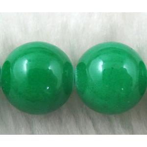 Round Jade bead, dye, stabile, half transparent, 12mm dia, 33pcs per st