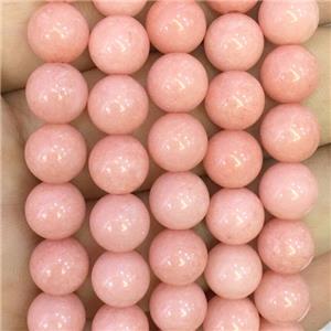 pink Malaysia Jade beads, round, 10mm dia, approx 38pcs per st