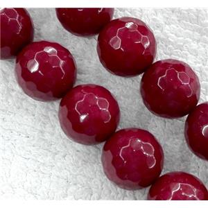 Red Jade Beads, Dye, stabile, faceted round, approx 3mm dia