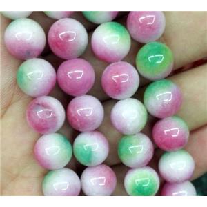 Malaysia Jade beads, round, multicolor, 10mm dia, approx 38pcs per st