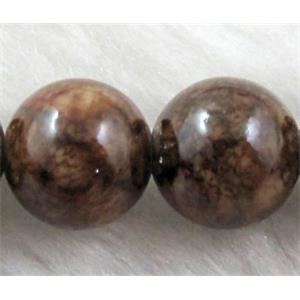 Round Jade beads, coffee dye, 12mm dia, 31pcs per st