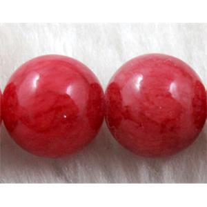 Round Jade gemstone, dye, stabile, 14mm dia, 27pcs per st