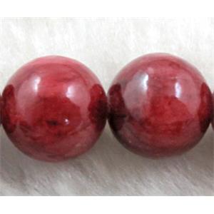 Round Jade gemstone, dye, stabile, 14mm dia, 27pcs per st