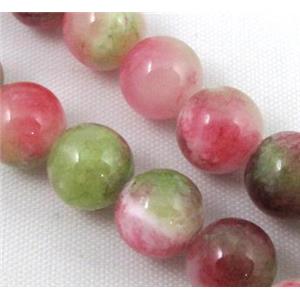 Persia jade bead, round, stabile, colorful, 12mm dia, approx 32pcs per st