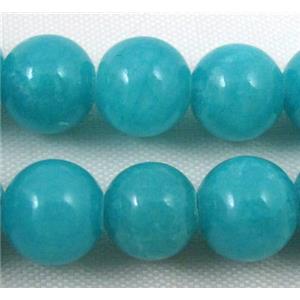 round aqua jade beads, stabile, approx 14mm dia, 27pcs per st