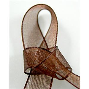 Organza Ribbon Cord, coffee, 9mm wide