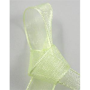 Organza Ribbon Cord, lt.yellow, 12mm wide