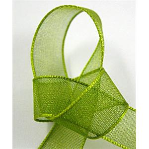 Organza Ribbon Cord, olive, 25mm wide