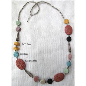 Handmade Lave Necklace, 15x7.5mm, 15x8mm, 32x24x8mm, approx 32 inch length