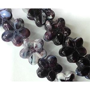 Plated lampwork glass bead, star, approx 15mm dia